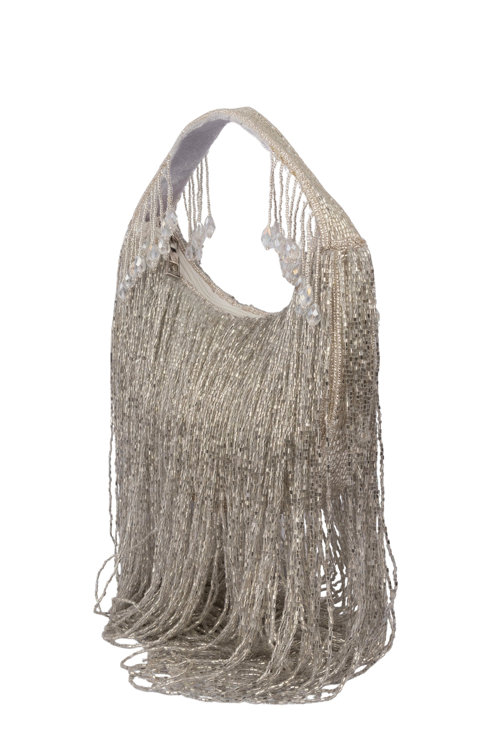 Eeth Handcrafted silver Cut Dana Long Tassel Clutch Bag