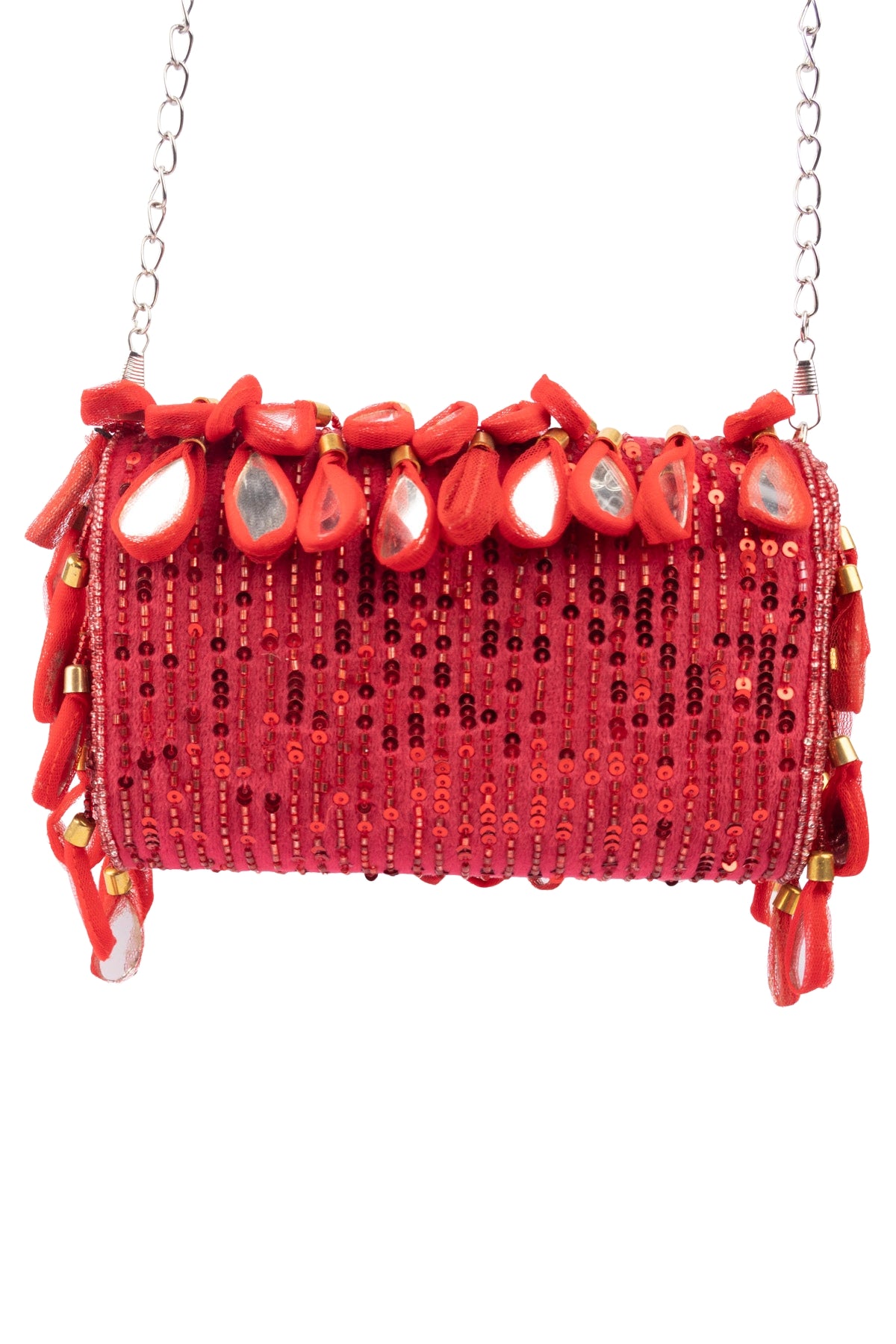 Eeth Red Emerald Mirror & Sequin Handcrafted Party Bag (Copy)