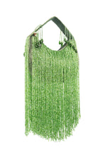 Eeth Handcrafted Green Cut Dana Long Tassel Clutch Bag