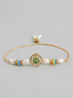 Multi Colour Brass Kundan Rakhi set of 2