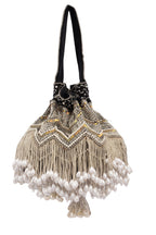 Black Velvet Cutdana & Pearl Embellished Potli Bag