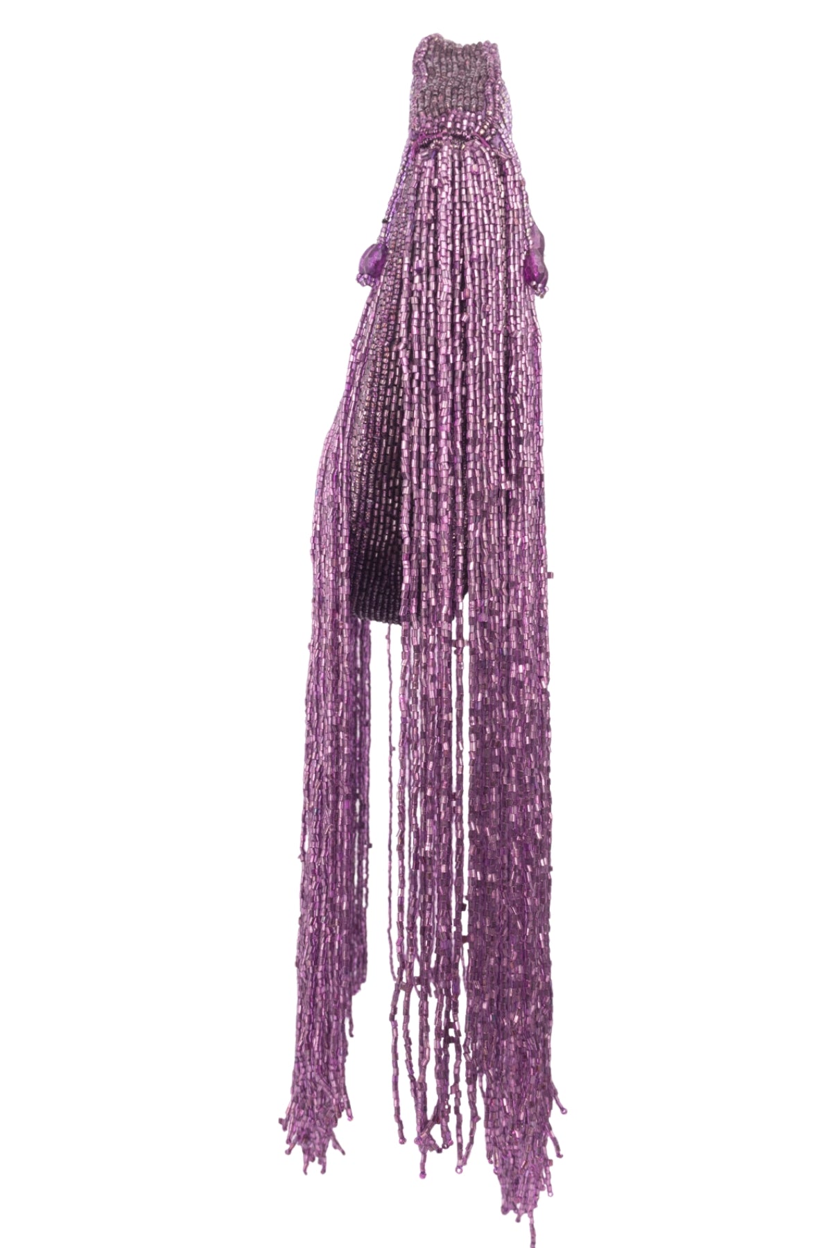 Eeth Handcrafted Purple Cut Dana Long Tassel Clutch Bag