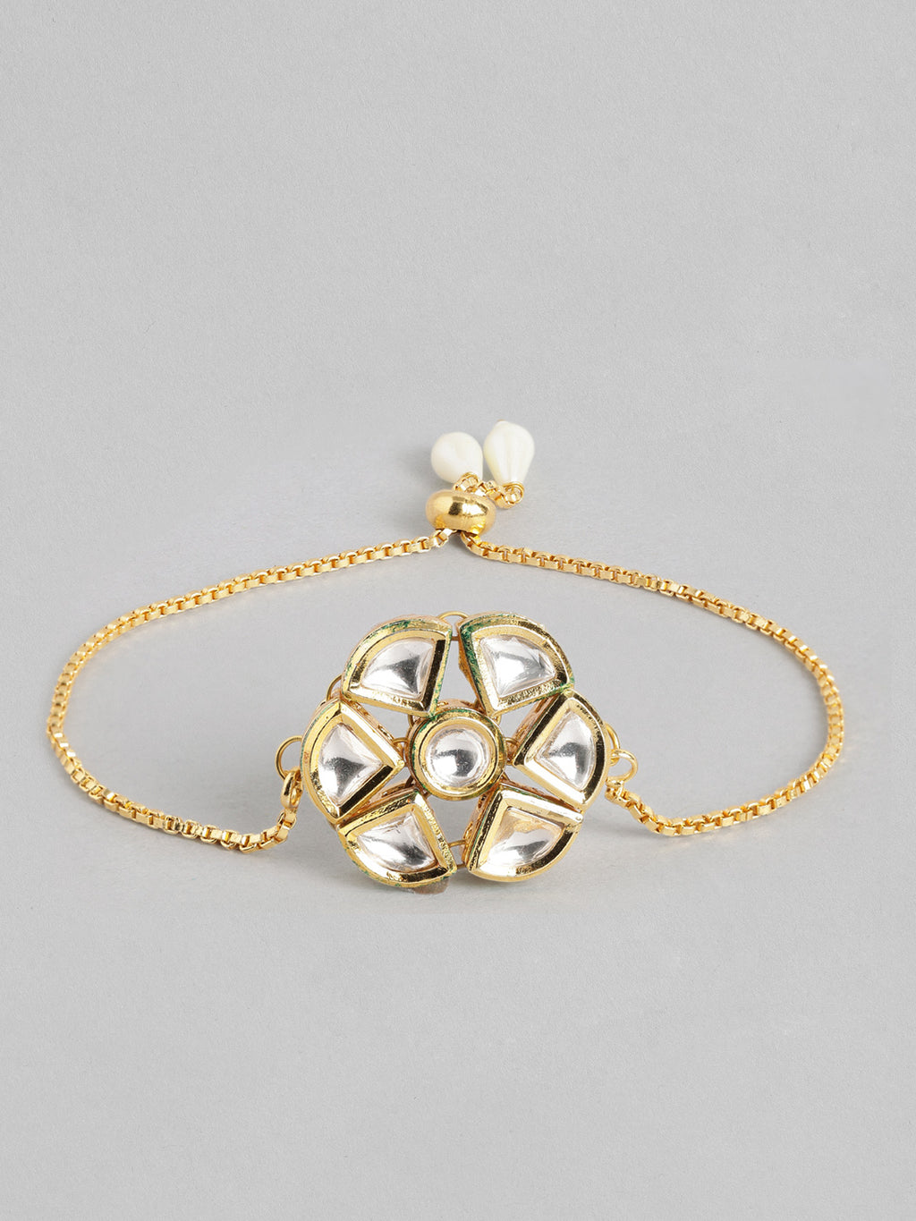 Multi Colour Brass Kundan Rakhi set of 2