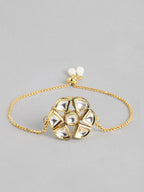 Multi Colour Brass Kundan Rakhi set of 2