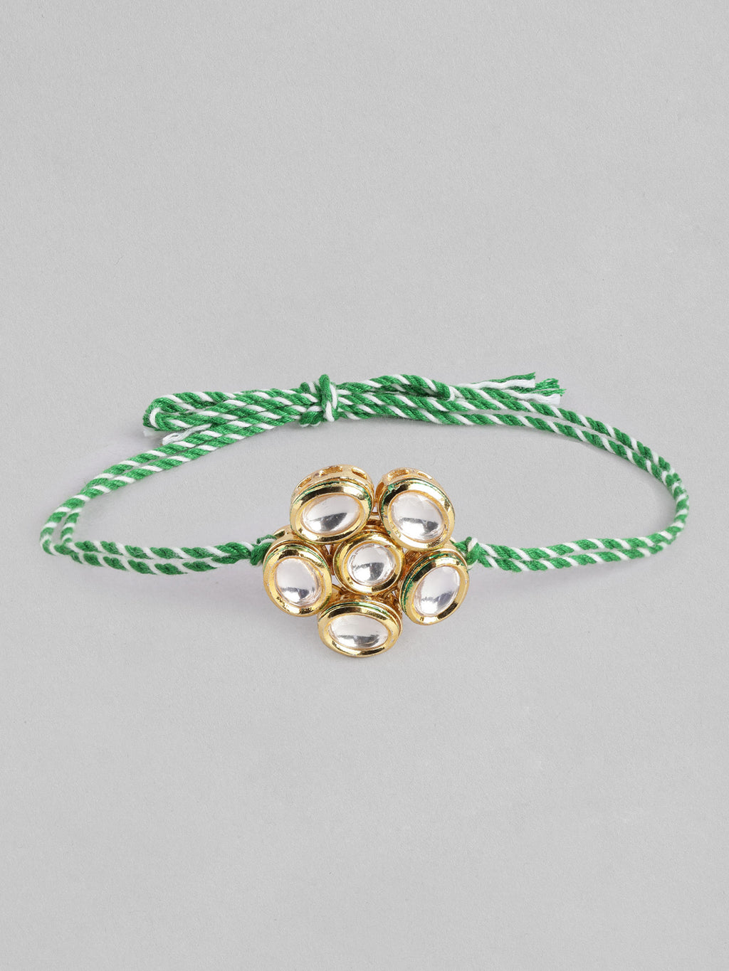 Multi Colour Brass Kundan Rakhi set of 2