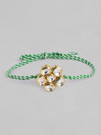 Multi Colour Brass Kundan Rakhi set of 2