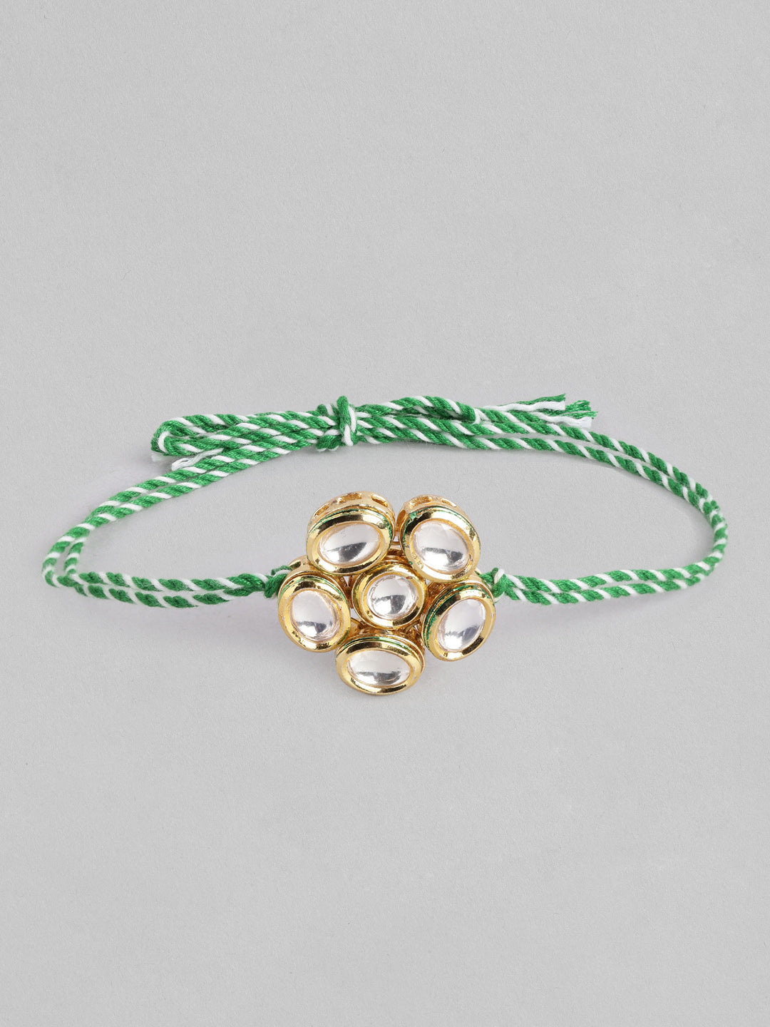 Multi Colour Brass Kundan Rakhi set of 2