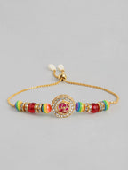 Multi Colour Brass Kundan Rakhi set of 2
