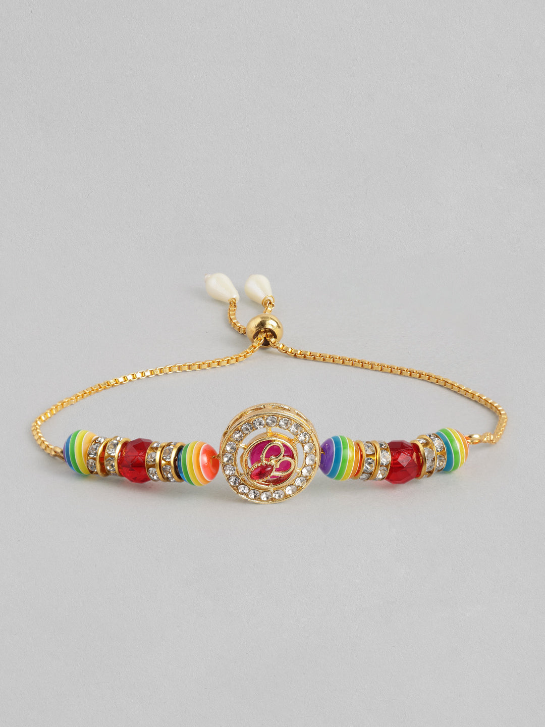 Multi Colour Brass Kundan Rakhi set of 2