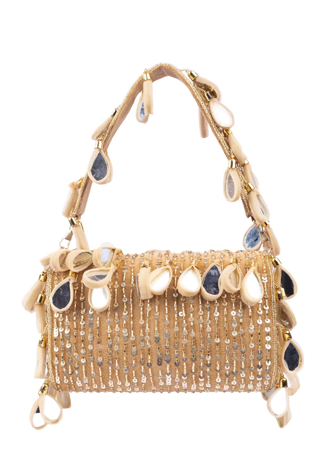 Eeth Gold Emerald Mirror & Sequin Handcrafted Party Bag