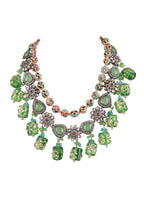 Green Kundan Choker Necklace Set with Beaded Drops & Earrings