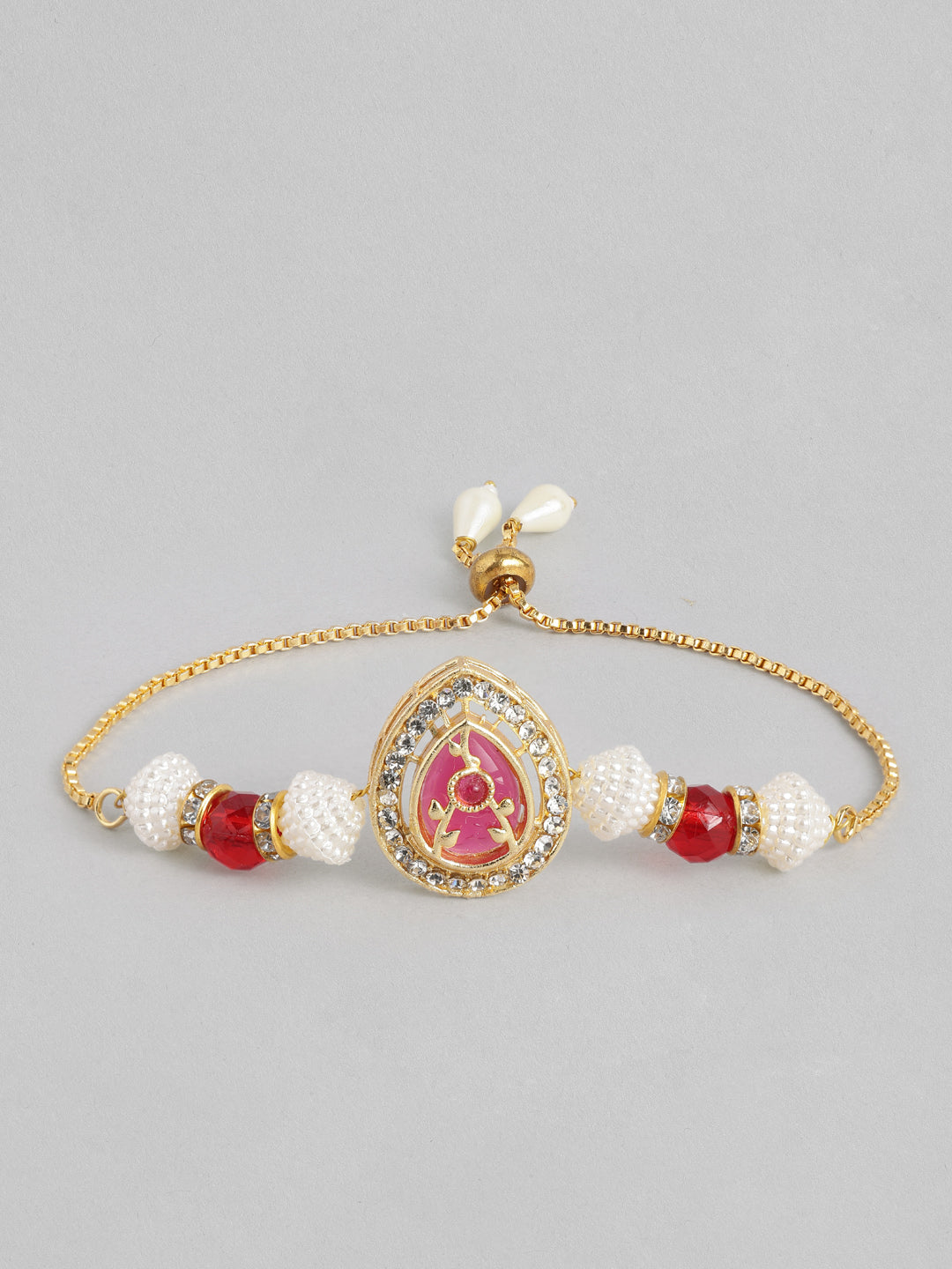 Multi Colour Brass Kundan Rakhi set of 2