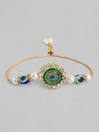 Multi Colour Brass Kundan Rakhi set of 2