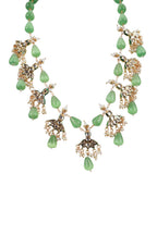 Elegant Green Stone Statement Necklace Set with Earrings Premium Ethnic Jewellery