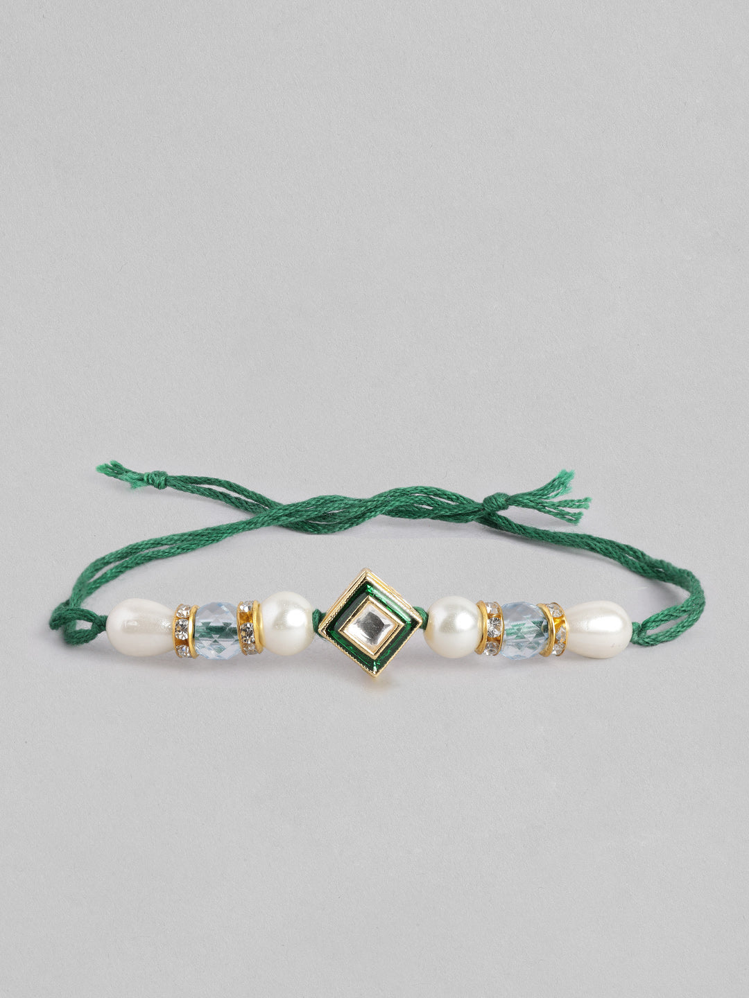 Multi Colour Brass Kundan Rakhi set of 2