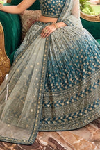 Semi-Stitched Embroidered Sequins Silk Blend Lehenga