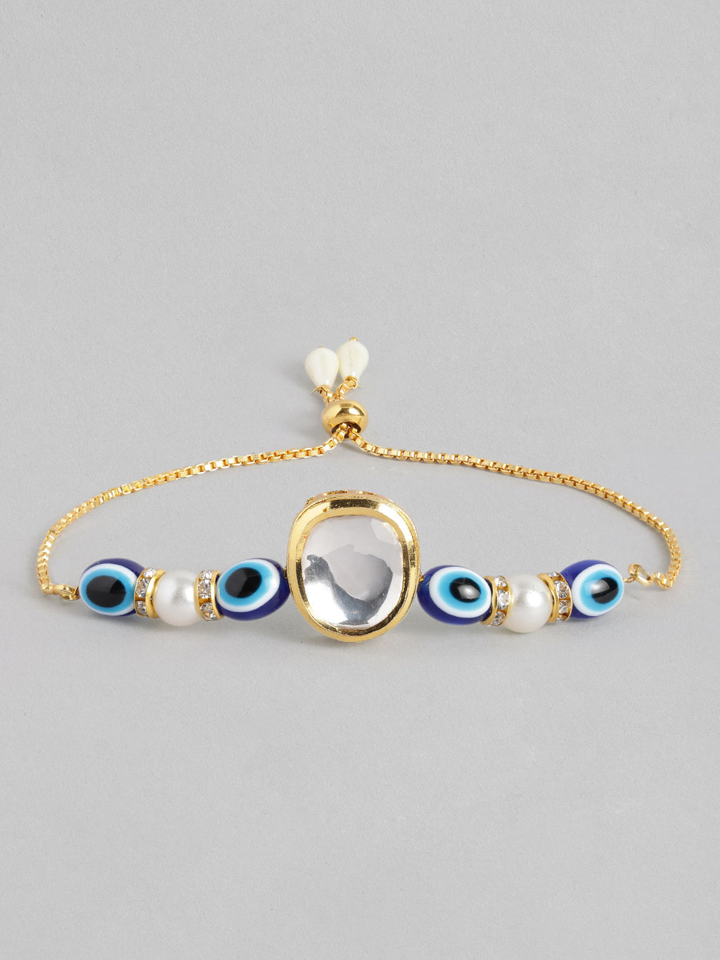 Multi Colour Brass Kundan Rakhi set of 2
