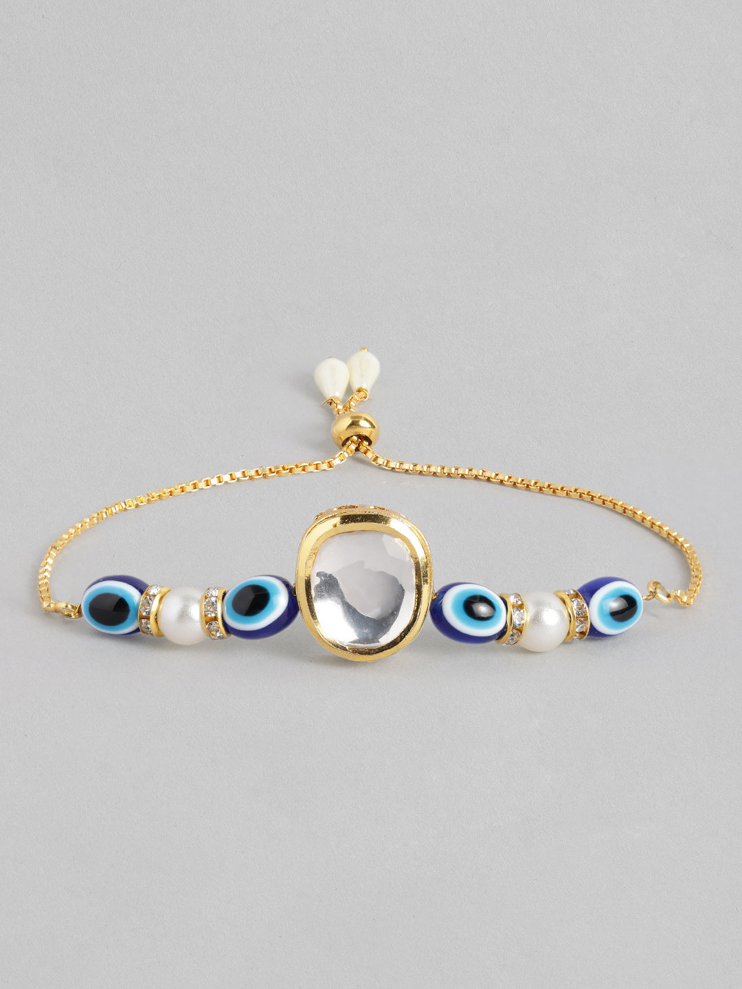 Multi Colour Brass Kundan Rakhi set of 2
