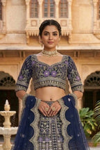 Mono satin silk flared lehenga with sequins cut work can-can layers unstitched blouse and dupatta for wedding and festive wear