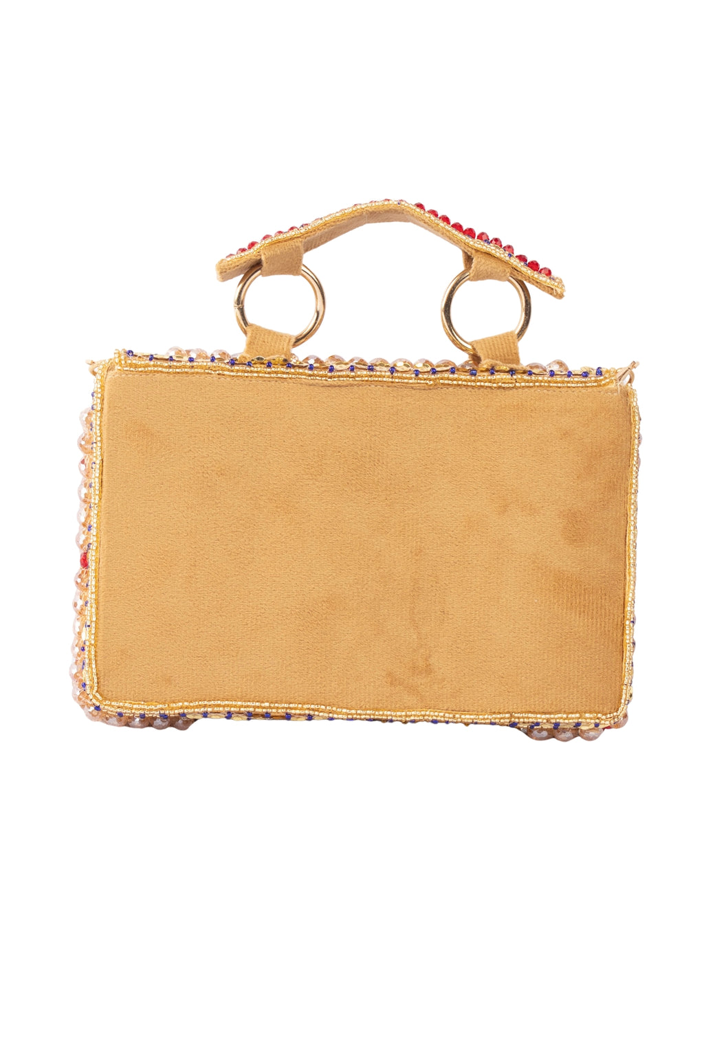 Gold Hand Embellished Clutch Bag with Cutdana, Sequins & Crystal Work