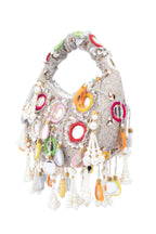 Eeth Silver Mirror Clutch Bagwith Beads and Pearl Work