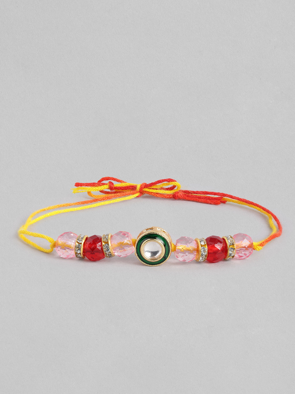 Multi Colour Brass Kundan Rakhi set of 2