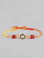 Multi Colour Brass Kundan Rakhi set of 2