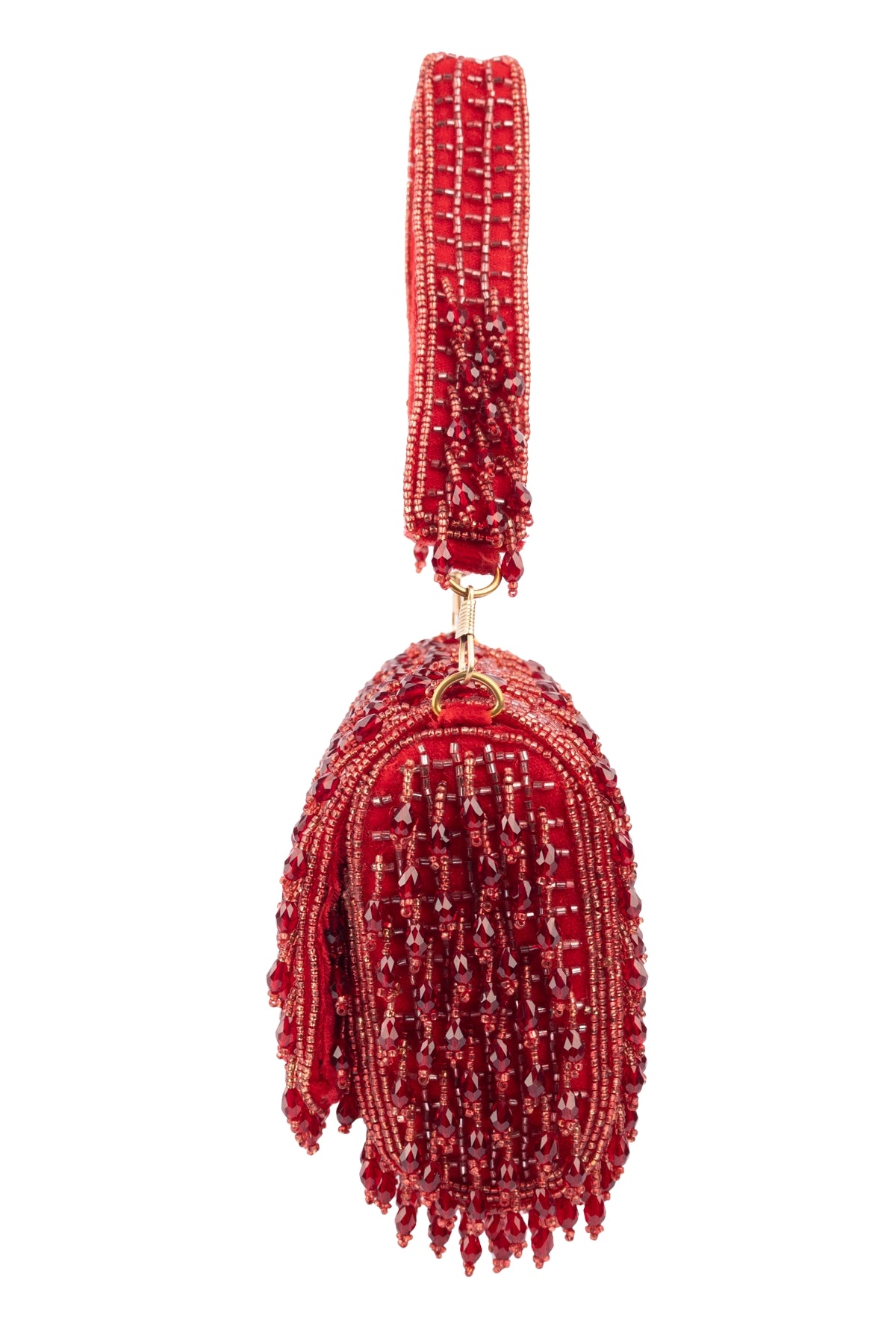 Eeth Red Cutdana Crystal Embellished Clutch