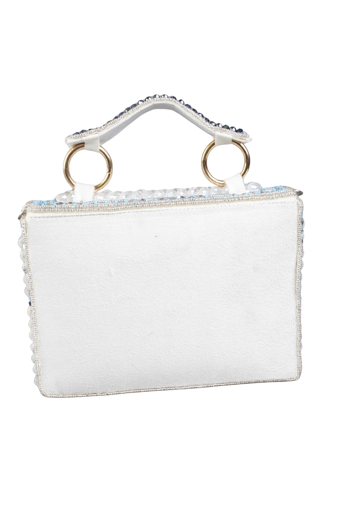 Silver Hand Embellished Clutch Bag with Cutdana Sequins & Crystal Work