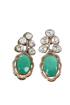 Green Stone Kundan Gold-Plated Statement Earrings