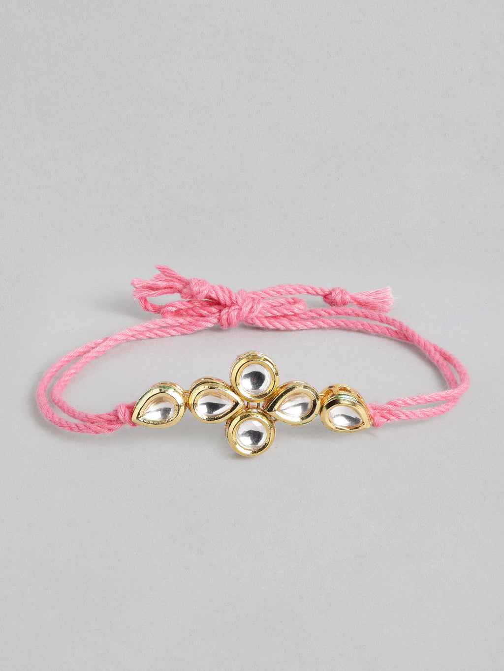 Multi Colour Brass Kundan Rakhi set of 2