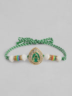 Multi Colour Brass Kundan Rakhi set of 2