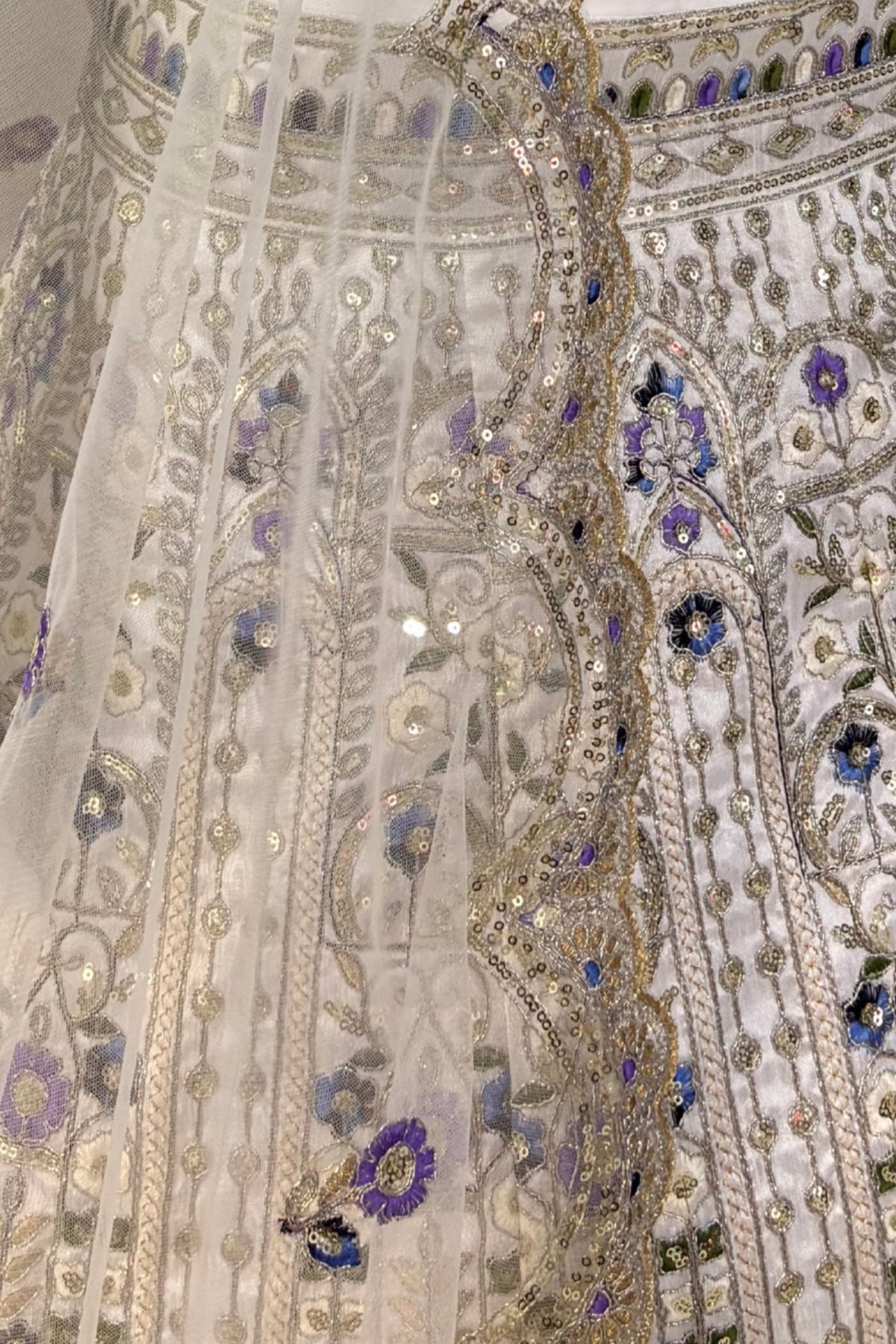 Mono satin silk flared lehenga with sequins cut work can-can layers unstitched blouse and butterfly net dupatta for wedding festive wear