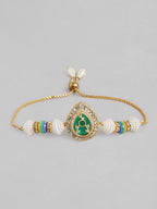 Multi Colour Brass Kundan Rakhi set of 2