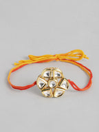 Multi Colour Brass Kundan Rakhi set of 2