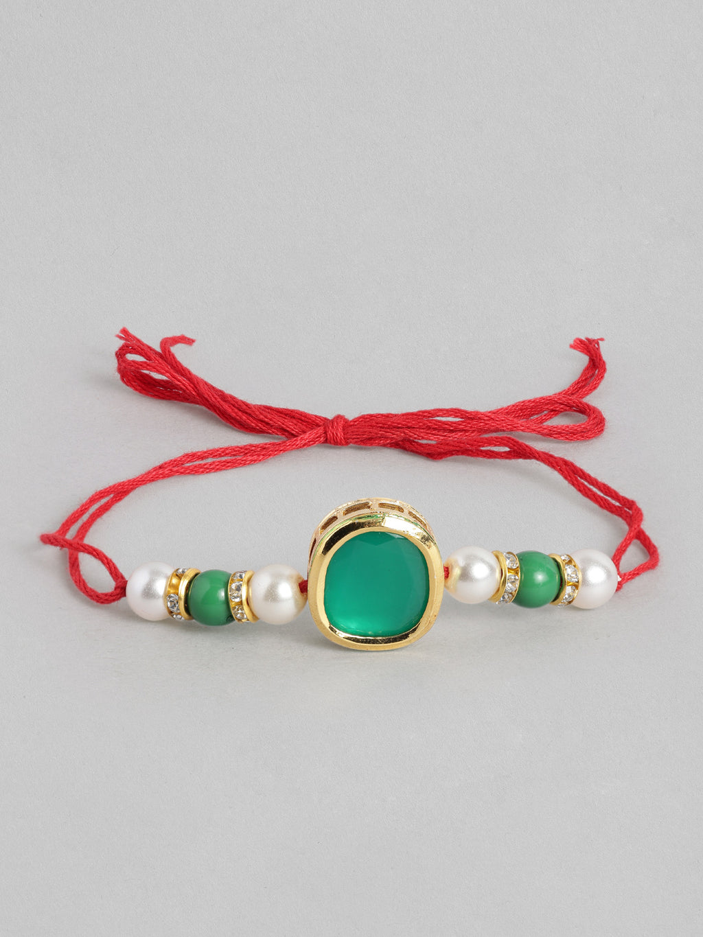 Multi Colour Brass Kundan Rakhi set of 2