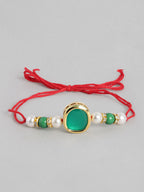 Multi Colour Brass Kundan Rakhi set of 2