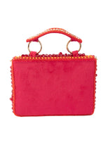 Red Hand Embellished Clutch Bag with Cutdana Sequins & Crystal Work