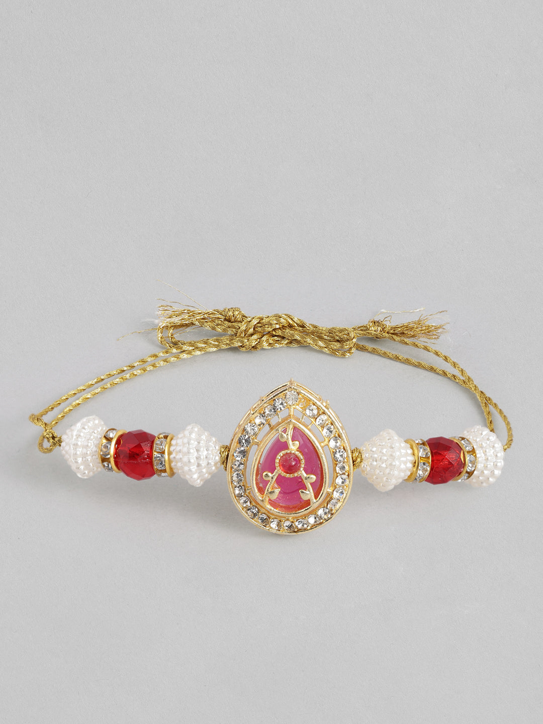 Multi Colour Brass Kundan Rakhi set of 2