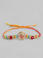 Multi Colour Brass Kundan Rakhi set of 2