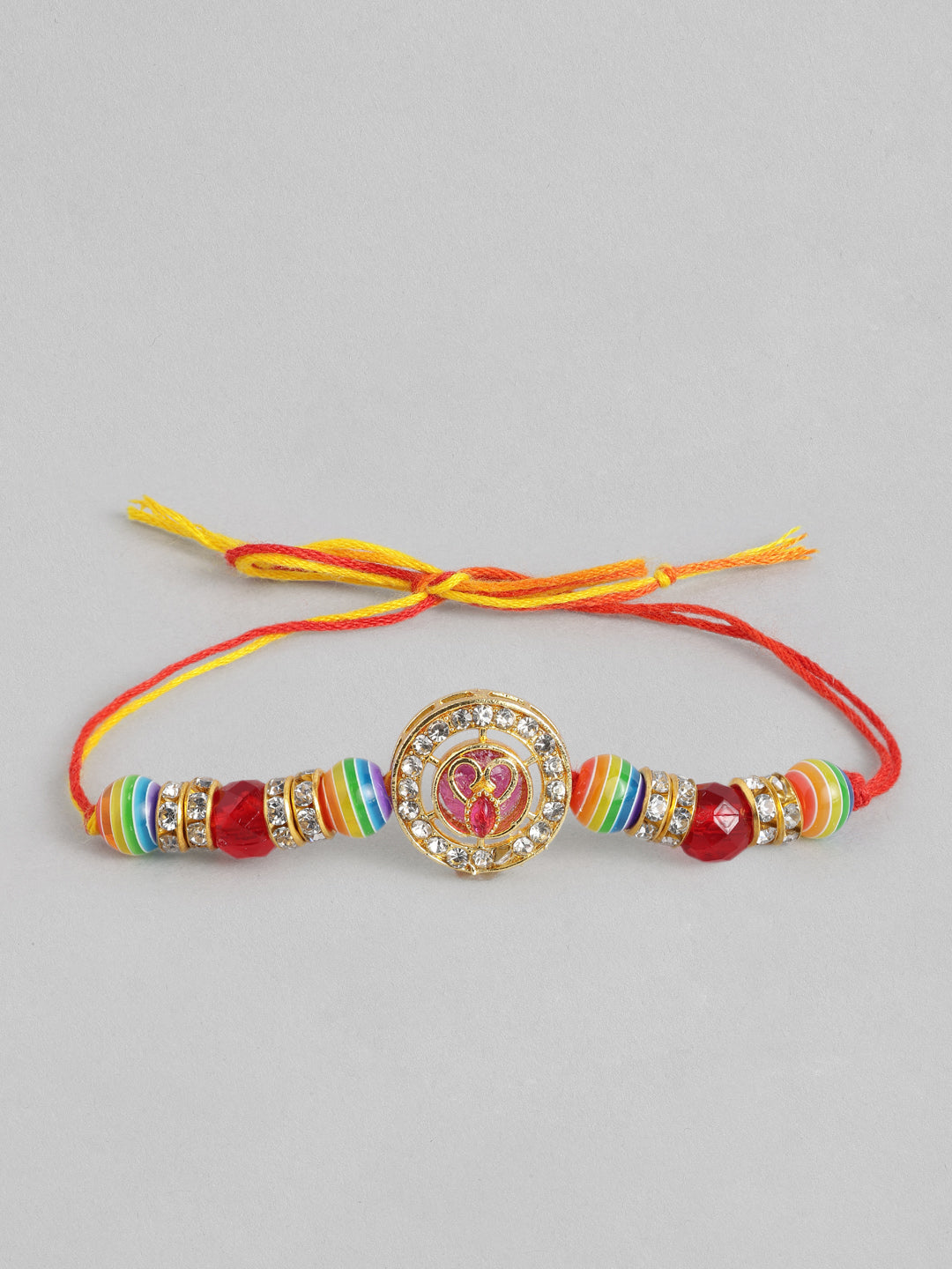 Multi Colour Brass Kundan Rakhi set of 2