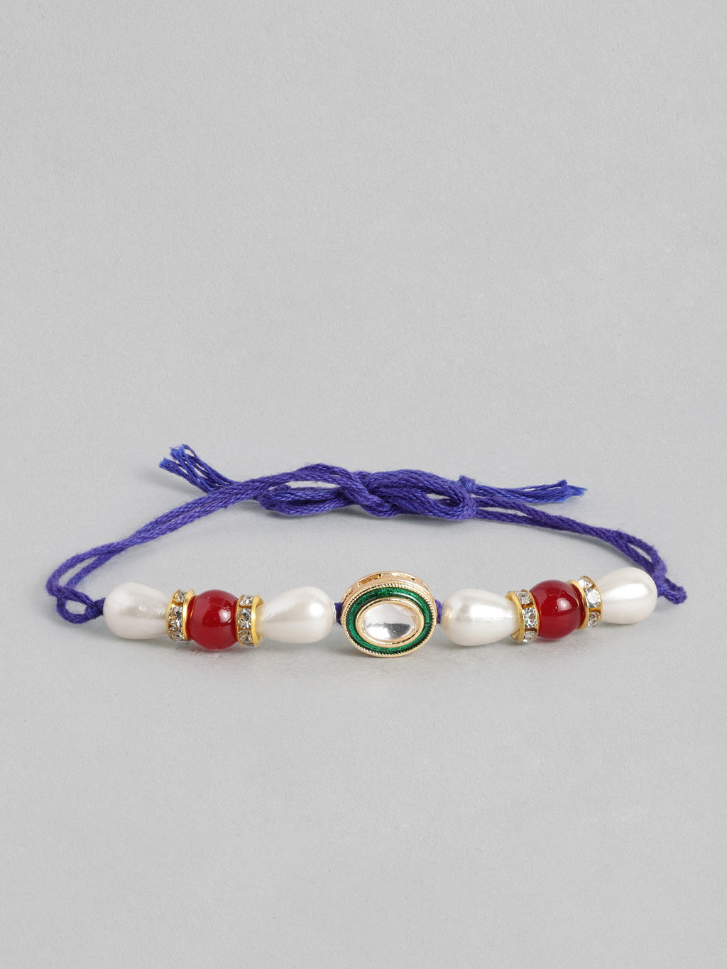 Multi Colour Brass Kundan Rakhi set of 2