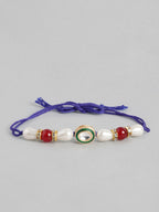 Multi Colour Brass Kundan Rakhi set of 2