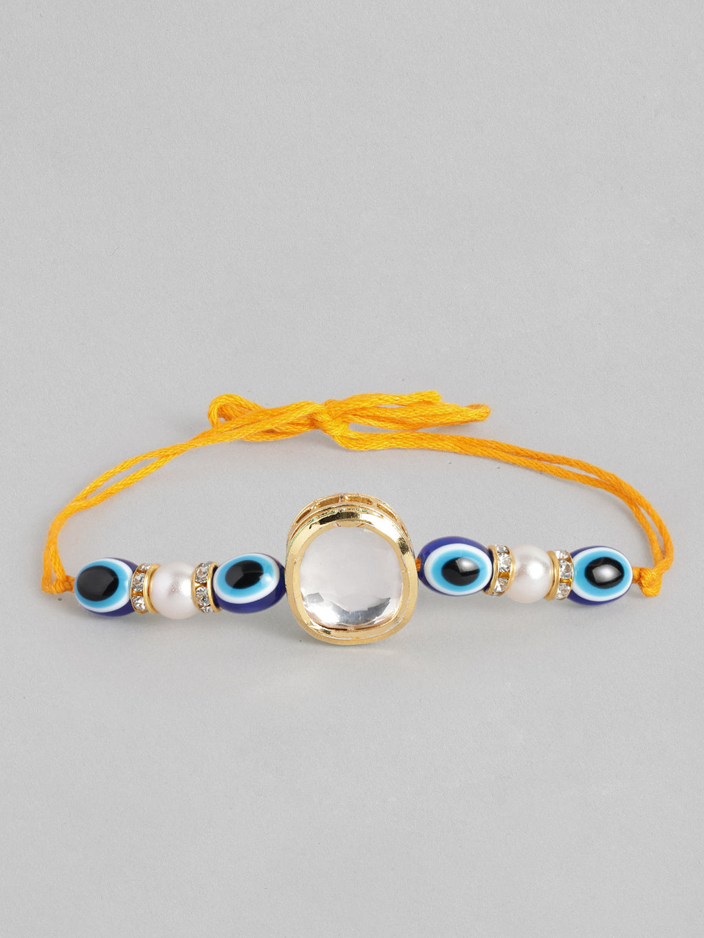 Multi Colour Brass Kundan Rakhi set of 2