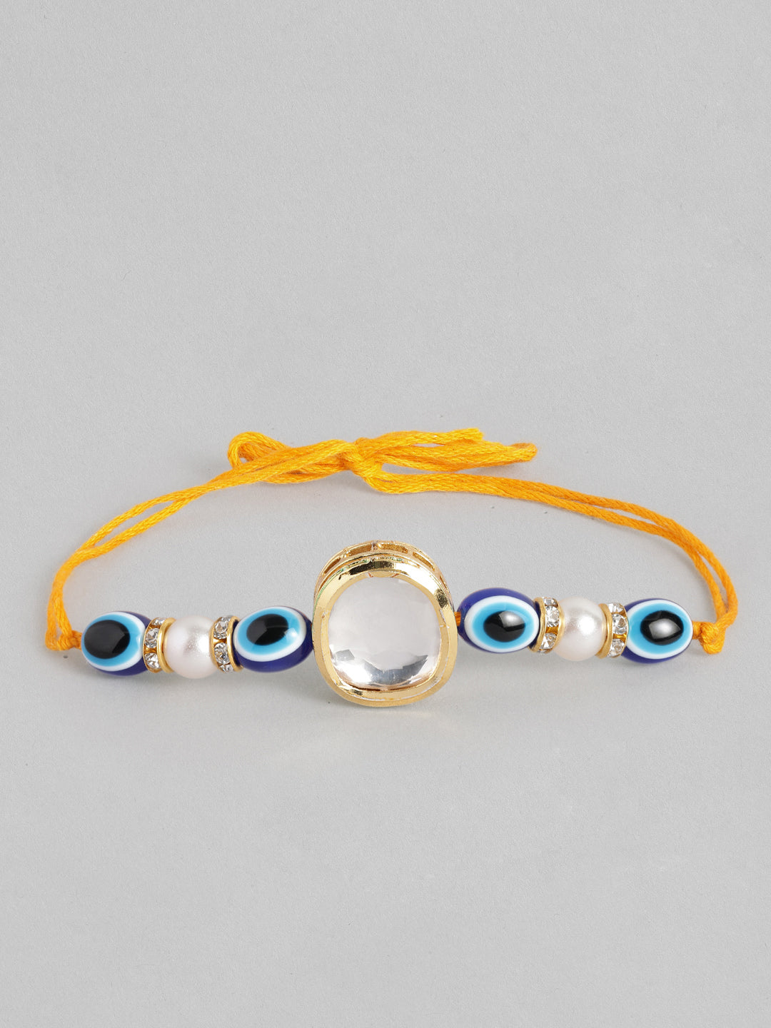 Multi Colour Brass Kundan Rakhi set of 2