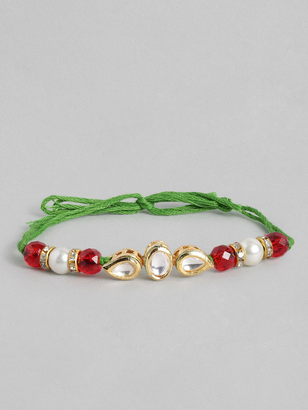 Multi Colour Brass Kundan Rakhi set of 2