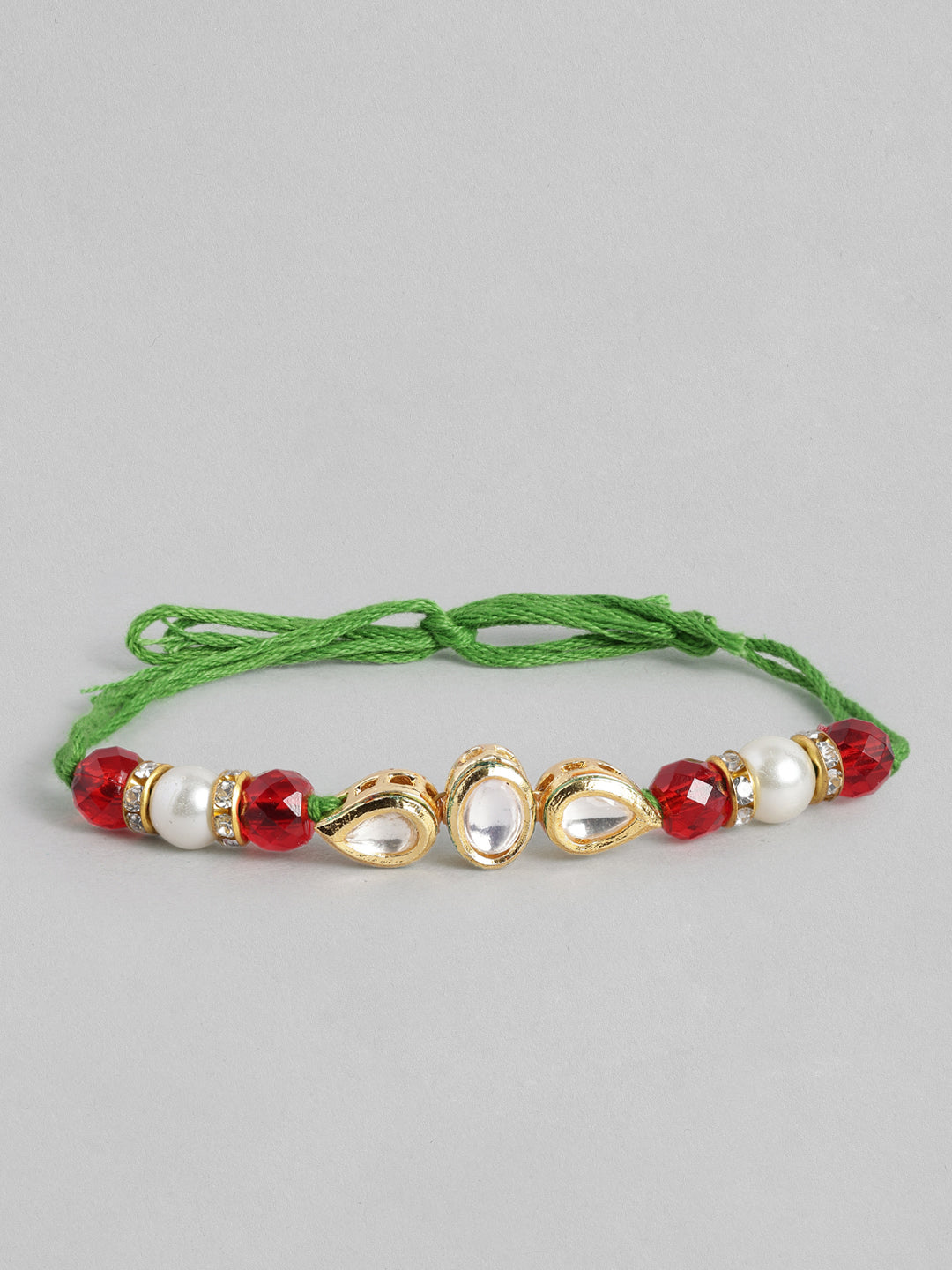 Multi Colour Brass Kundan Rakhi set of 2