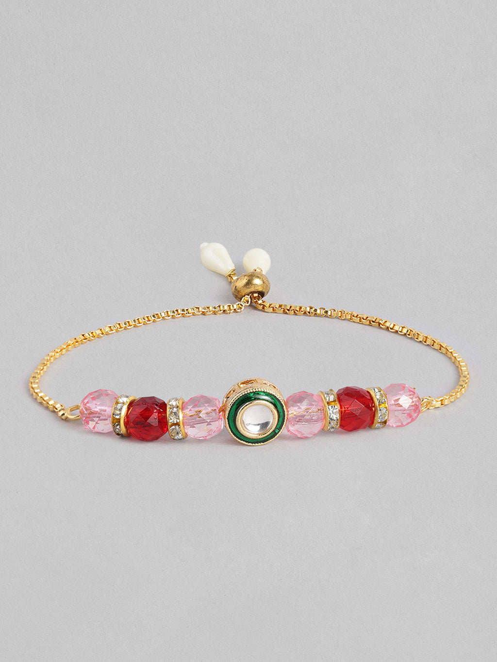 Multi Colour Brass Kundan Rakhi set of 2