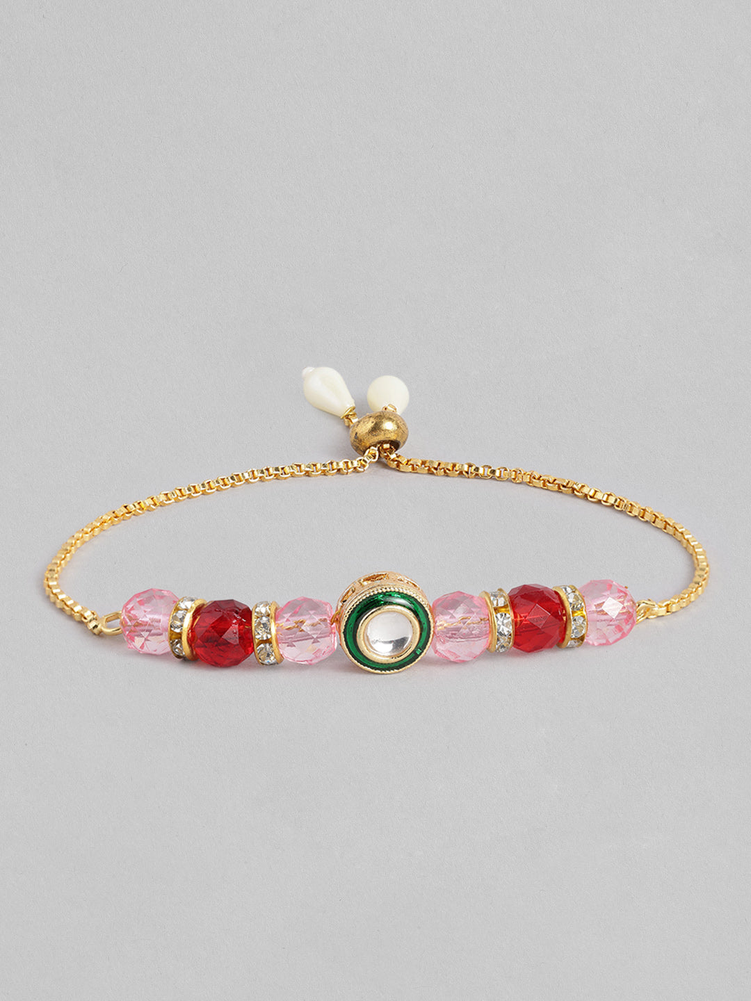 Multi Colour Brass Kundan Rakhi set of 2