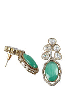 Green Stone Kundan Gold-Plated Statement Earrings
